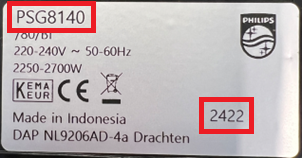 ป้ายสินค้า PSG8140 มีหมายเลขรหัส 2422