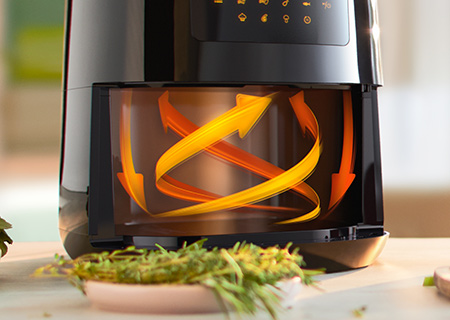 การหมุนเวียนลมร้อน 360&deg; Airfryer ด้วยเทคโนโลยี Rapid Air